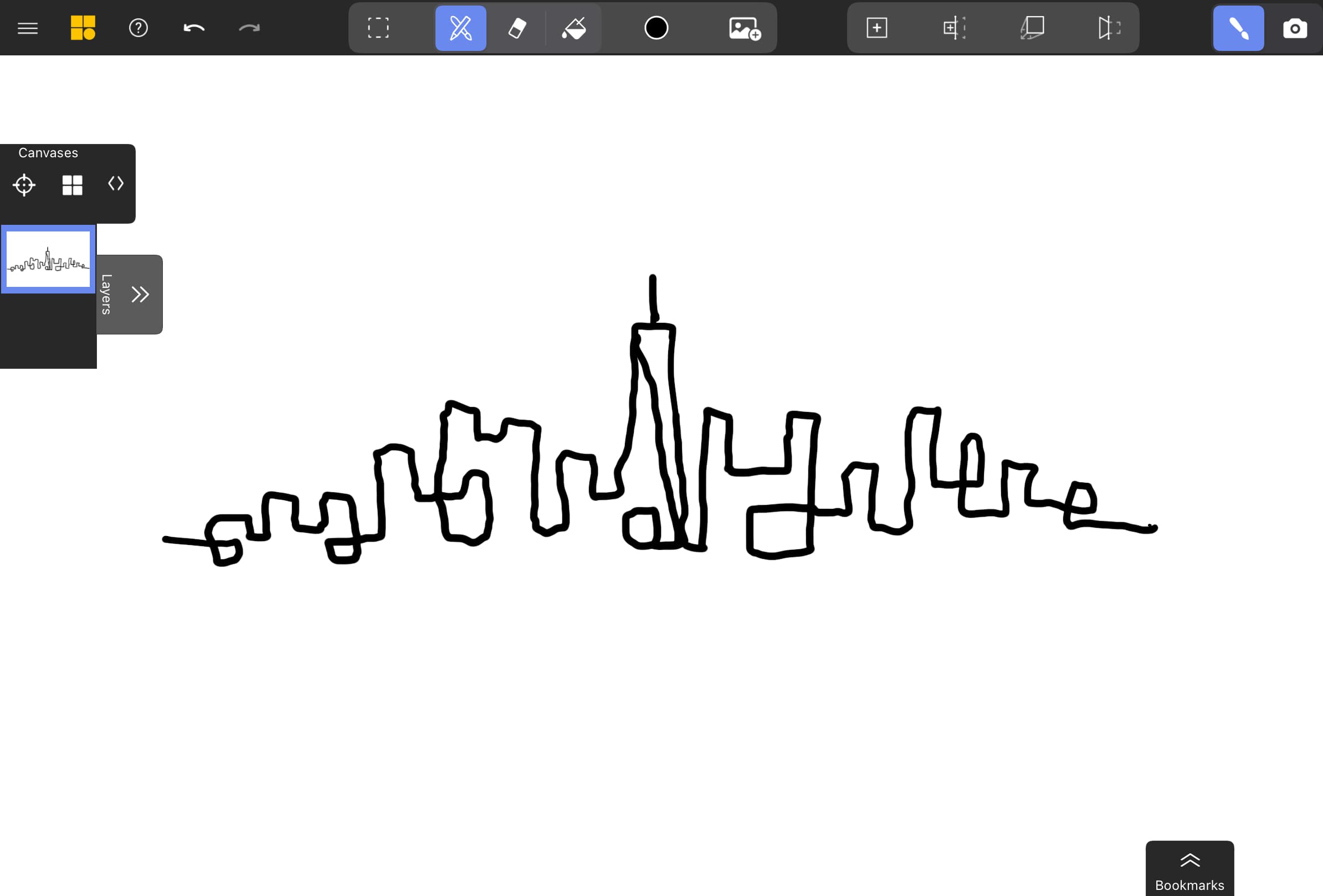 Start by sketching a simple city skyline