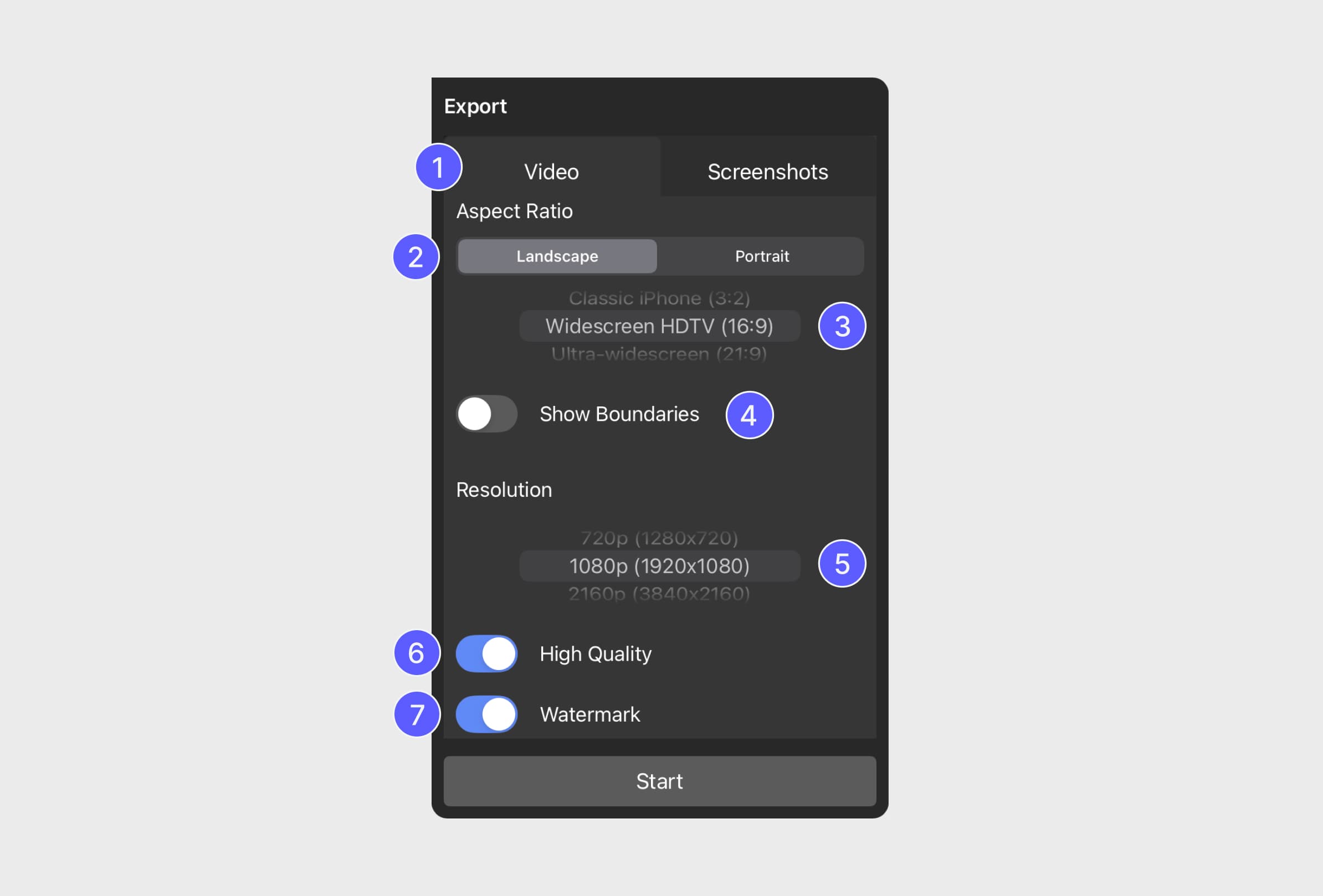 The Video Export Menu