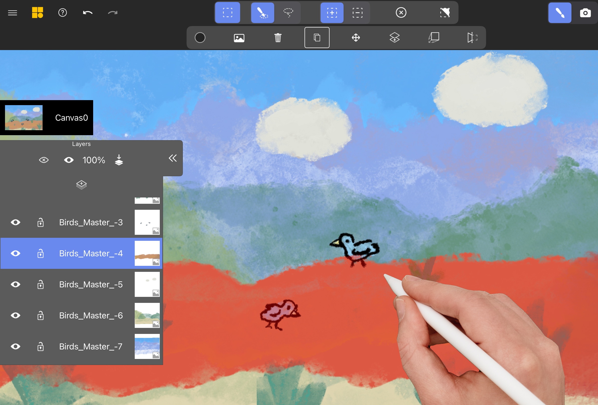 Ground layer selected in Mental Canvas, highlighted in red.
