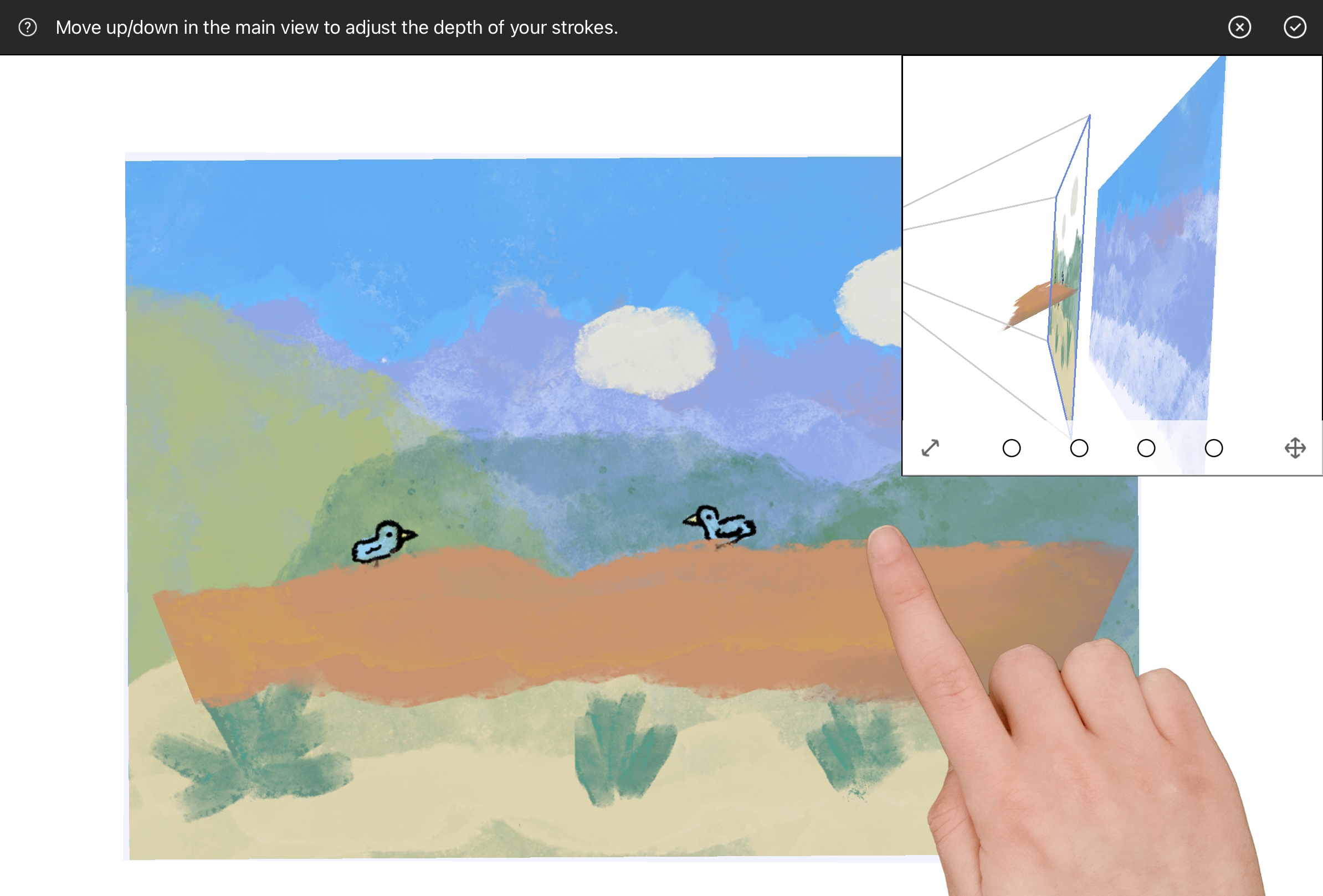 Background elements being pushed back in 3D space using Parallel Projection.