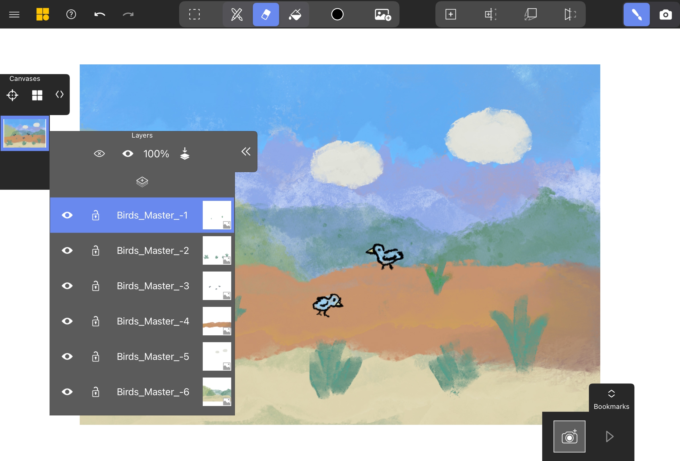 Mental Canvas Layers List showing imported Procreate layers, each with an image icon.